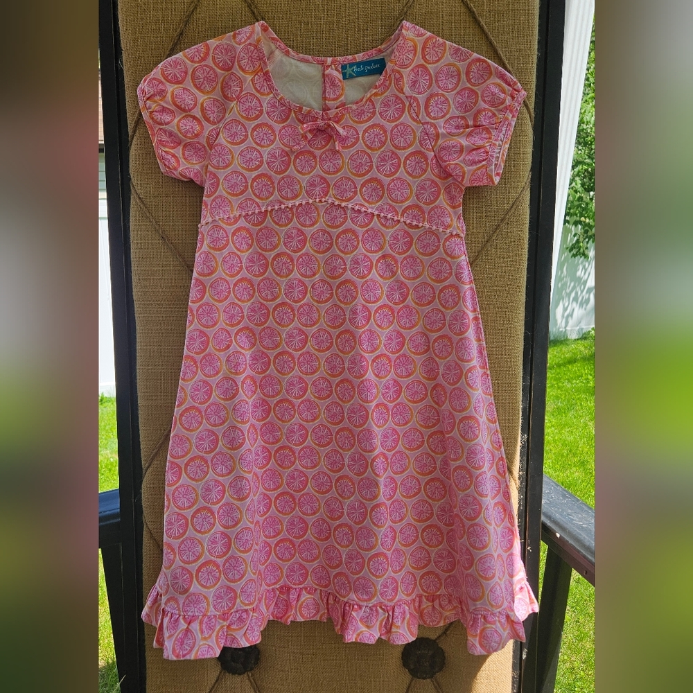 Fresh Produce Pink and Orange Citrus Pattern Dress Girls 6X-7